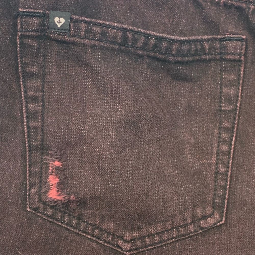 Blackheart Black Jean Shorts Distressed Frayed Hem - Picture 11 of 12